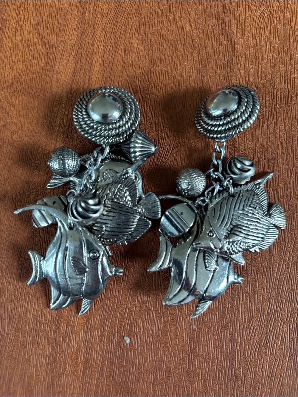 Silver Fish Charm Drop Earrings - Brand